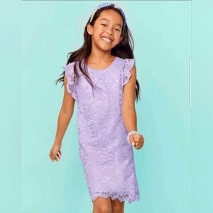 The Children's Place - Girls' Lavender Lace Flutter-Sleeve Dress